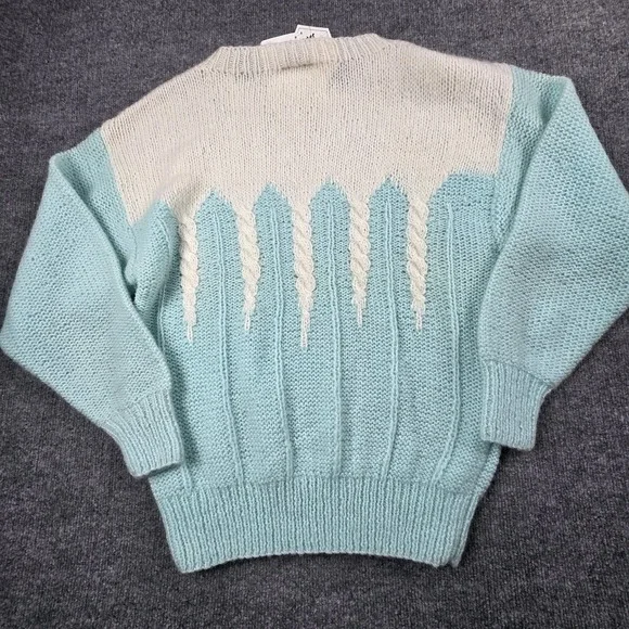 NEW Vintage Meister Sweater Mohair Hand Knit Icicle Cable Womens M Ski Bunny - Picture 6 of 9